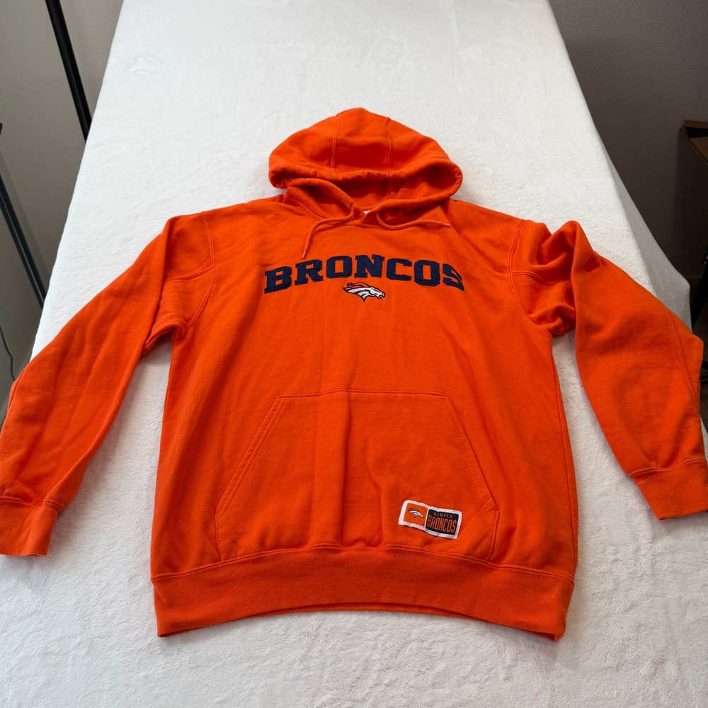 NFL Team Apparel Denver Broncos Hoodie Mens XL Orange Good Embroidered Logo